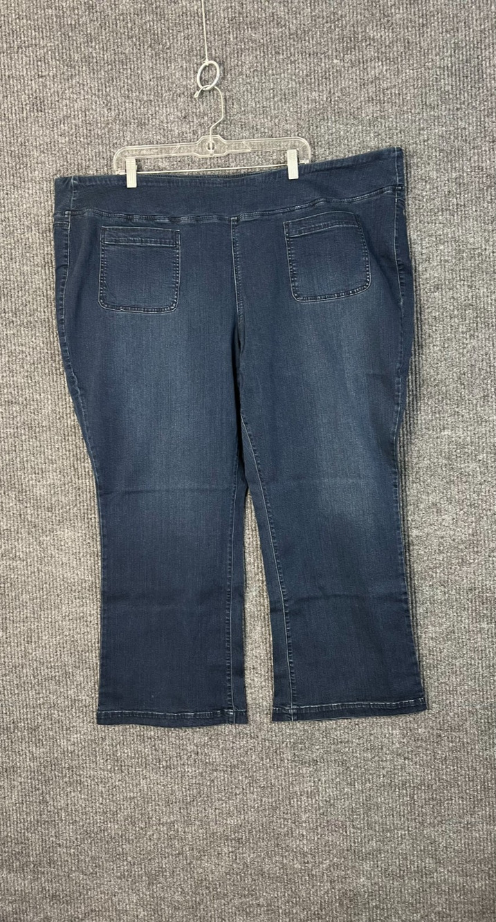 Belle Kim Gravel Jeans Womens Plus 30W Petite Blue Dark Wash Boot Cut High Rise